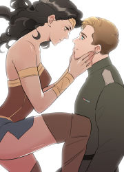 Rule 34 | 1boy, backlighting, boots, highres, steve trevor, thigh boots, thighhighs, toned, toned female, toned male, wonder woman