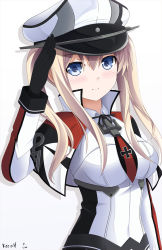 Rule 34 | 10s, 1girl, blonde hair, blue eyes, breasts, capelet, gloves, graf zeppelin (kancolle), hat, kantai collection, keenh, large breasts, long hair, peaked cap, smile, solo, twintails, uniform