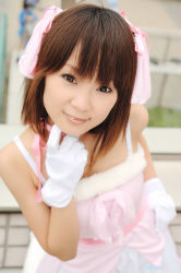 Rule 34 | amami haruka, cosplay, dress, gloves, hair ribbon, hiromichi, idolmaster, idolmaster (classic), photo (medium), ribbon