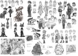 Rule 34 | 4boys, 4girls, absurdres, animal ears, bare shoulders, breasts, cleavage, collarbone, furry, furry female, furry male, glasses, goggles, goggles around neck, greyscale, hat, helmet, highres, long hair, looking at viewer, made in abyss, medium breasts, monochrome, multiple boys, multiple girls, navel, original, parted lips, pointy ears, smile, tagme, tail, tsukushi akihito, twintails, whiskers