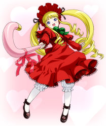 Rule 34 | 1girl, :d, blonde hair, bloomers, blue eyes, bonnet, cane, drill hair, ichikawa masahiro, mary janes, open mouth, pantyhose, rozen maiden, shinku, shoes, smile, solo, twintails, underwear