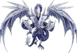 Rule 34 | claws, dragon, dragon tail, dragon wings, duel monster, duel monsters, highres, ice dragon, konami, looking at viewer, multiple heads, no humans, official art, spikes, tail, transparent background, trishula dragon of the ice barrier, wings, yellow eyes, yu-gi-oh!
