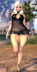 Rule 34 | 10s, 1girl, 3d, animated, animated gif, blade &amp; soul, bouncing breasts, breasts, character request, covered navel, curvy, drill hair, gon (blade &amp; soul), lingerie, long hair, lowres, navel, solo, thick thighs, thighs, underwear, white hair, wide hips