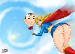 Rule 34 | ass, balloon, blonde hair, blue eyes, breasts, cape, dc comics, devil-v, from behind, huge ass, large breasts, supergirl, superman