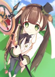 Rule 34 | 1girl, ayumi (princess connect!), blush, brown hair, elf, green eyes, highres, looking at viewer, pointy ears, princess connect!, tissuebox (artist)