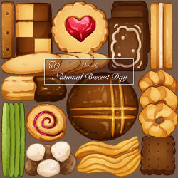 Rule 34 | artist logo, artist name, biscuit (bread), bread, chocolate, dated, food, food focus, food name, grey background, highres, no humans, original, yuki00yo
