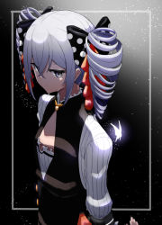 Rule 34 | 1girl, absurdres, azarashi (azrsot), blue butterfly, breasts, bronya zaychik, bug, butterfly, crying, crying with eyes open, drill hair, glowing, grey eyes, grey hair, hair between eyes, highres, honkai (series), honkai impact 3rd, insect, looking to the side, sleeves rolled up, small breasts, solo, tears, twin drills