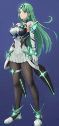 Rule 34 | 1girl, absurdres, alternate color, amayo thranana, bare shoulders, breasts, chest jewel, dress, earrings, elbow gloves, gloves, highres, jewelry, large breasts, long hair, mythra (massive melee) (xenoblade), mythra (xenoblade), short dress, solo, swept bangs, tiara, very long hair, white dress, white gloves, xenoblade chronicles (series), xenoblade chronicles 2, yellow eyes