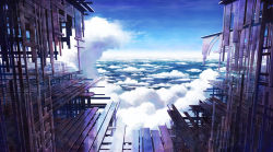 Rule 34 | aoha (twintail), architecture, blue sky, cloud, day, highres, no humans, ocean, original, reflection, scenery, science fiction, sky, under construction