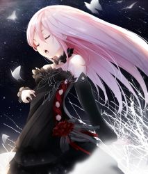 Rule 34 | 10s, 1girl, bare shoulders, choker, detached sleeves, closed eyes, guilty crown, long hair, music, open mouth, pink hair, singing, sola (solo0730), sola syu, solo, yuzuriha inori