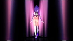 Rule 34 | 1girl, 3d, animated, ass, blue eyes, bottomless, bouncing breasts, breasts, cleft of venus, fingerless gloves, gloves, highres, large breasts, long hair, melody (projektmelody), navel, ponytail, purple hair, pussy, sound, tagme, thighhighs, video, virtual youtuber, vshojo, walking, wataamage, white thighhighs