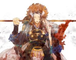 Rule 34 | 1boy, armor, azama (fire emblem), blood, blood on face, blood on clothes, bloody weapon, blue hair, fire emblem, fire emblem fates, holding, holding weapon, looking at viewer, male focus, nintendo, setsuna (fire emblem), shourou kanna, simple background, solo, wavy hair, weapon, white background