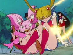 Rule 34 | 6+girls, animated, attack, between breasts, bishoujo senshi sailor moon, bishoujo senshi sailor moon supers, boots, bracelet, breasts, chibi usa, clenched hands, colored skin, covered navel, curvy, demon girl, do kanko (sailor moon), explosion, gloves, grass, grey leotard, grin, hair ornament, helmet, highleg, highleg leotard, impossible clothes, jewelry, large breasts, lemures (sailor moon), leotard, living shadow, living weapon, long hair, looking at viewer, looking down, missile, multiple girls, open mouth, outdoors, pointy ears, revealing clothes, sailor chibi moon, sailor moon, shiny skin, simple background, sky, smile, tagme, thigh boots, toei animation, tree, tsukino usagi, video, wide hips
