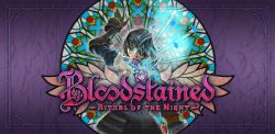 Rule 34 | 1girl, black hair, bloodstained: ritual of the night, blue eyes, brown hair, copyright name, detached sleeves, gauntlets, gradient hair, hair ornament, highres, looking at viewer, miriam (bloodstained), multicolored hair, natsume yuji, official art, pale skin, short hair, solo, stained glass, title