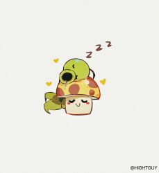 highres hightguy no_humans peashooter_(plants_vs_zombies) plant plants_vs_zombies sleeping sun-shroom_(plants_vs_zombies) white_background