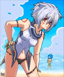 Rule 34 | .hack//, .hack//g.u., .hack//games, .hack//roots, 00s, 2girls, atoli, bad id, bad pixiv id, bandai, beach, casual one-piece swimsuit, cloud, cyber connect 2, day, covered erect nipples, genderswap, genderswap (mtf), haseo, haseo (.hack//), kannagi kaname, multiple girls, one-piece swimsuit, outdoors, panties, short hair, swimsuit, tattoo, underwear