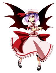 Rule 34 | 1girl, bad id, bad pixiv id, bat wings, bow, cafe choco, cafechoco, crossed arms, female focus, full body, gradient hair, hat, highres, multicolored hair, purple hair, red eyes, remilia scarlet, ribbon, short hair, smile, solo, touhou, transparent background, wings