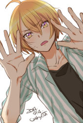 Rule 34 | 10s, 1boy, 2014, ahoge, artist name, bad id, bad pixiv id, blonde hair, blush, dated, love stage!!, male focus, play r, sena izumi (love stage!!), short hair, solo, sweat