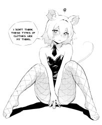 Rule 34 | 1girl, animal ear fluff, covering crotch, covering privates, detached collar, fishnet pantyhose, fishnets, greyscale, highres, leotard, monochrome, original, pantyhose, perl (vertigris), playboy bunny, sitting, sketch, solo, tail, vertigris