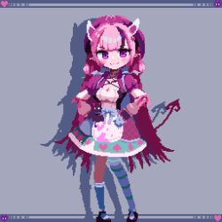 Rule 34 | ahoge, angel wings, animated, animated gif, birdman46049238, blush, bow, breasts, choker, collarbone, cosplay, costume switch, dancing, demon girl, demon horns, demon tail, demon wings, dress, drill hair, earrings, fangs, heart, horns, indie virtual youtuber, ironmouse, ironmouse (1st costume), ironmouse (demon form), ironmouse (fallen angel), ironmouse (nurse), ironmouse (pink rock), ironmouse (race queen), ironmouse (swimsuit), ironmouse (trickstar), ironmouse (underworld goddess), ironmouse (wonderland reject), jewelry, long hair, looking at viewer, looping animation, medium breasts, navel, official alternate costume, official alternate hairstyle, one eye closed, pink hair, pixel art, ponytail, skeleton, skirt, smile, tagme, tail, thighhighs, twin drills, twintails, v, virtual youtuber, vshojo, wings, wink
