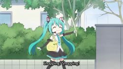 Rule 34 | 2girls, :d, animated, anime screenshot, bag, blonde hair, blue eyes, blue hair, bow, closed eyes, coin, crossover, detached sleeves, food, hair bow, hatsune miku, headphones, jashin-chan, jashin-chan dropkick, lamia, matching hair/eyes, monster girl, multiple girls, necktie, onion, open mouth, screencap, smile, sound, subtitled, tail, tote bag, vegetable, video, vocaloid, xd, yen