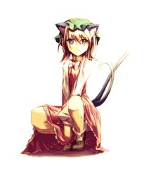 Rule 34 | 1girl, animal ears, brown hair, cat ears, cat girl, cat tail, chen, earrings, female focus, hat, jewelry, multiple tails, short hair, simple background, smile, solo, sorano eika, tail, touhou, white background