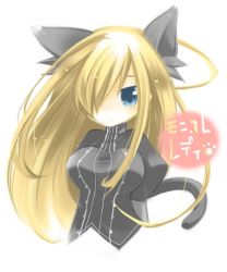Rule 34 | 00s, animal ears, blonde hair, blue eyes, cat ears, cat tail, hagino kaede, hair over one eye, official alternate costume, solo, tail, tales of (series), tales of the abyss, tear grants