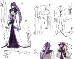 Rule 34 | 1boy, ascot, character sheet, fantasy, formal, frills, kamui gakupo, long hair, male focus, partially colored, robe, simple background, sketch, solo, suzunosuke (sagula), synchronicity (vocaloid), translation request, upper body, very long hair, vocaloid, white background