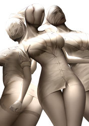 Rule 34 | 3girls, absurdres, bandages, breasts, bubble head nurse, highres, large breasts, multiple girls, silent hill, tagme, thigh gap