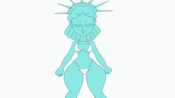 Rule 34 | 1girl, animated, animated gif, ass, ass shake, bikini, breasts, colored skin, curvy, dancing, female focus, flashing, green skin, huge ass, humanization, looking at viewer, navel, nipples, smile, smug, solo, solo focus, statue, statue of liberty, swimsuit, tansau, thick thighs, thighs, white bikini