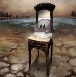 Rule 34 | blush stickers, chair, drooling, highres, kirby, kirby (series), nintendo, no humans, on chair, open mouth, parody, shiburingaru, sitting, smile, untitled (zdzislaw beksinski)