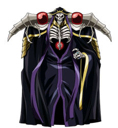 Rule 34 | 1boy, ainz ooal gown, black dress, dress, holding, hooded, key visual, long dress, male focus, monster, official art, outstretched arms, overlord (maruyama), promotional art, skull, solo, standing