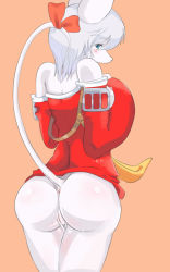 Rule 34 | 00s, adapted costume, animal ears, anus, ass, bad id, bad pixiv id, bare shoulders, blush, bottomless, burmecian, detached sleeves, final fantasy, final fantasy ix, freija crescent, highres, huge ass, mouse ears, mouse tail, ouka (kemono-tachi), pussy, shiny skin, short hair, silver hair, snout, solo, tail, uncensored