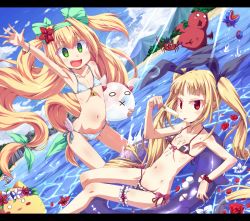 Rule 34 | 2girls, animal, arc system works, armpits, bare shoulders, beach, bikini, blazblue, blazblue: calamity trigger, blazblue: continuum shift, blonde hair, bow, bridal garter, child, crab, dutch angle, fang, flat chest, flower, food, gii, glasses, hair bow, hair flower, hair ornament, hairband, hakumen, heart, heart-shaped pupils, innertube, iron tager, letterboxed, lock, long hair, looking at viewer, messy, multiple girls, nago, navel, ocean, open mouth, petals, platinum the trinity, popsicle, quad tails, rachel alucard, red eyes, side-tie bikini bottom, slit pupils, smile, swim ring, swimsuit, symbol-shaped pupils, toraishi 666, twintails, two side up, very long hair, water, waving