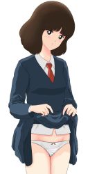 Rule 34 | 1girl, asakura minami, blush, breasts, highres, lifting own clothes, medium breasts, panties, red ribbon, ribbon, ribbon panties, touch (manga), underwear