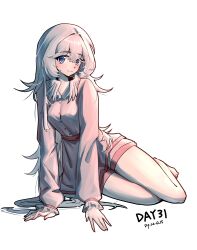 Rule 34 | 1girl, absurdres, alternate costume, arknights, blush, breasts, commentary request, dated, feathered wings, feathers, frilled sleeves, frills, gaoling gangqin, grey eyes, hair between eyes, head wings, highres, long hair, looking at viewer, mulberry (arknights), pajamas, pink pajamas, pink shirt, pink shorts, shirt, shorts, simple background, small breasts, smile, solo, very long hair, white background, white feathers, white hair, wings