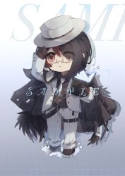 Rule 34 | 1boy, absurdres, aiou huayuye, arknights, black footwear, black gloves, black hair, black jacket, book, brown eyes, chibi, fedora, full body, gloves, gnosis (arknights), gnosis (elite ii) (arknights), gradient background, grey background, hat, highres, holding, holding book, jacket, jacket on shoulders, male focus, multicolored hair, open clothes, open jacket, pants, red hair, shoes, short hair, standing, streaked hair, thigh strap, white background, white hat, white jacket, white pants