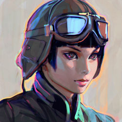 Rule 34 | 1girl, blunt bangs, character request, copyright request, goggles, ilya kuvshinov, lips, portrait, realistic, solo, upper body