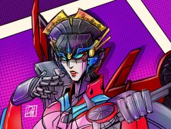 Rule 34 | 1girl, blue eyes, breasts, delari, energy sword, humanoid robot, mechanical parts, mechanical wings, medium breasts, red lips, robot, solo, sword, the transformers (idw), transformers, upper body, weapon, windblade, wings