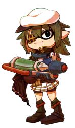 Rule 34 | 10s, 1girl, bike shorts, brown gloves, cape, collar, eyepatch, gloves, green hair, hat, inkling, inkling player character, kantai collection, mecha musume, military, military uniform, multiple girls, nintendo, personification, pleated skirt, pointy ears, remodel (kantai collection), ryuuto (ryutopia), school uniform, shoes, short hair, skirt, smile, solo, splatoon (series), splatoon 1, squid, tentacle hair, thighhighs, turtleneck, uniform, weapon, white skirt, world war ii, zettai ryouiki
