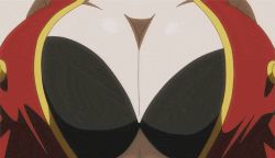 Rule 34 | 2girls, animated, animated gif, arc system works, bespectacled, black bra, black hair, blazblue, blazblue: alter memory, bra, grabbing another&#039;s breast, breasts, center opening, cleavage, glasses, grabbing, groping, large breasts, litchi faye ling, lowres, multiple girls, screencap, semi-rimless eyewear, taokaka, underwear