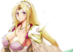 Rule 34 | 1990s (style), 1girl, armor, blonde hair, blush, breasts, cleavage, female focus, final fantasy, final fantasy iv, large breasts, long hair, rosa farrell, solo, yasakani an