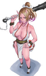 Rule 34 | 1girl, absurdres, breasts, colored skin, fatal fury, highres, large breasts, pink skin, ponytail, shiranui mai, solo
