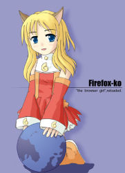 Rule 34 | 1girl, animal ears, blonde hair, blue eyes, earth (planet), mozilla firefox, os-tan, personification, planet, solo