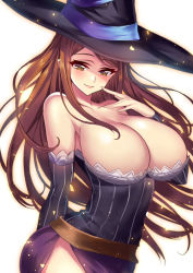 Rule 34 | 1girl, bare shoulders, breasts, bursting breasts, cleavage, dress, highres, large breasts, long hair, no nipples, sorceress (dragon&#039;s crown), strapless, strapless dress, tagme, third-party edit