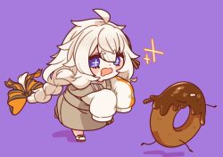 Rule 34 | + +, 1girl, a.i. voice, ahoge, blush, braid, brown skirt, chasing, chibi, commentary request, doughnut, drooling, food, food with face, fu-ren, full body, kizuna akari, kizuna akari (a.i. voice), long hair, long skirt, long sleeves, mouth drool, no sclera, open mouth, overall skirt, purple background, purple eyes, shoes, short eyebrows, simple background, skirt, sleeves past fingers, sleeves past wrists, solo, sparkle, strap slip, sweater, v-shaped eyebrows, very long hair, voiceroid, white hair, white sweater