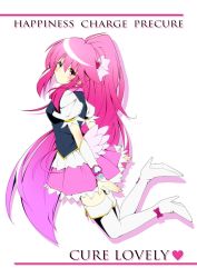 Rule 34 | 10s, 1girl, absurdres, aino megumi, boots, character name, copyright name, cure lovely, full body, hair ornament, happinesscharge precure!, heart, heart hair ornament, highres, kaeru neko, long hair, magical girl, pink eyes, pink hair, pink skirt, ponytail, precure, skirt, solo, thigh boots, thighhighs, transparent background, very long hair, white background, white thighhighs, wide ponytail