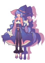 Rule 34 | 1bitheart, 1girl, belt, belt chain, black pants, blue coat, blue hair, coat, facial mark, frilled sleeves, frills, full body, fur scarf, hat, headphones, heart, heart tattoo, index finger raised, kanou meu, long hair, long sleeves, low twintails, miwasiba, multi-tied hair, multicolored hair, official art, pants, pink eyes, purple belt, purple footwear, purple hat, shirt, solo, streaked hair, tattoo, transparent background, twintails, very long hair, white shirt, witch hat
