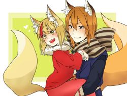 Rule 34 | 1boy, 1girl, father and daughter, fire emblem, fire emblem fates, kaden (fire emblem), kitsune, nintendo, selkie (fire emblem), simple background, tagme