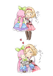Rule 34 | 1girl, :d, ^ ^, blonde hair, blush, boots, brown footwear, brown thighhighs, character doll, closed eyes, closed mouth, commentary request, djeeta (granblue fantasy), flower, gauntlets, granblue fantasy, green ribbon, hair flower, hair ornament, hair ribbon, hairband, heart, long hair, low twintails, hugging object, open mouth, pink flower, pink hair, pink skirt, pleated skirt, puffy short sleeves, puffy sleeves, red hairband, ribbon, shirt, short hair, short sleeves, simple background, skirt, smile, thigh boots, thighhighs, twintails, v-shaped eyebrows, very long hair, wataame27, white background, white shirt, yggdrasil (granblue fantasy), | |
